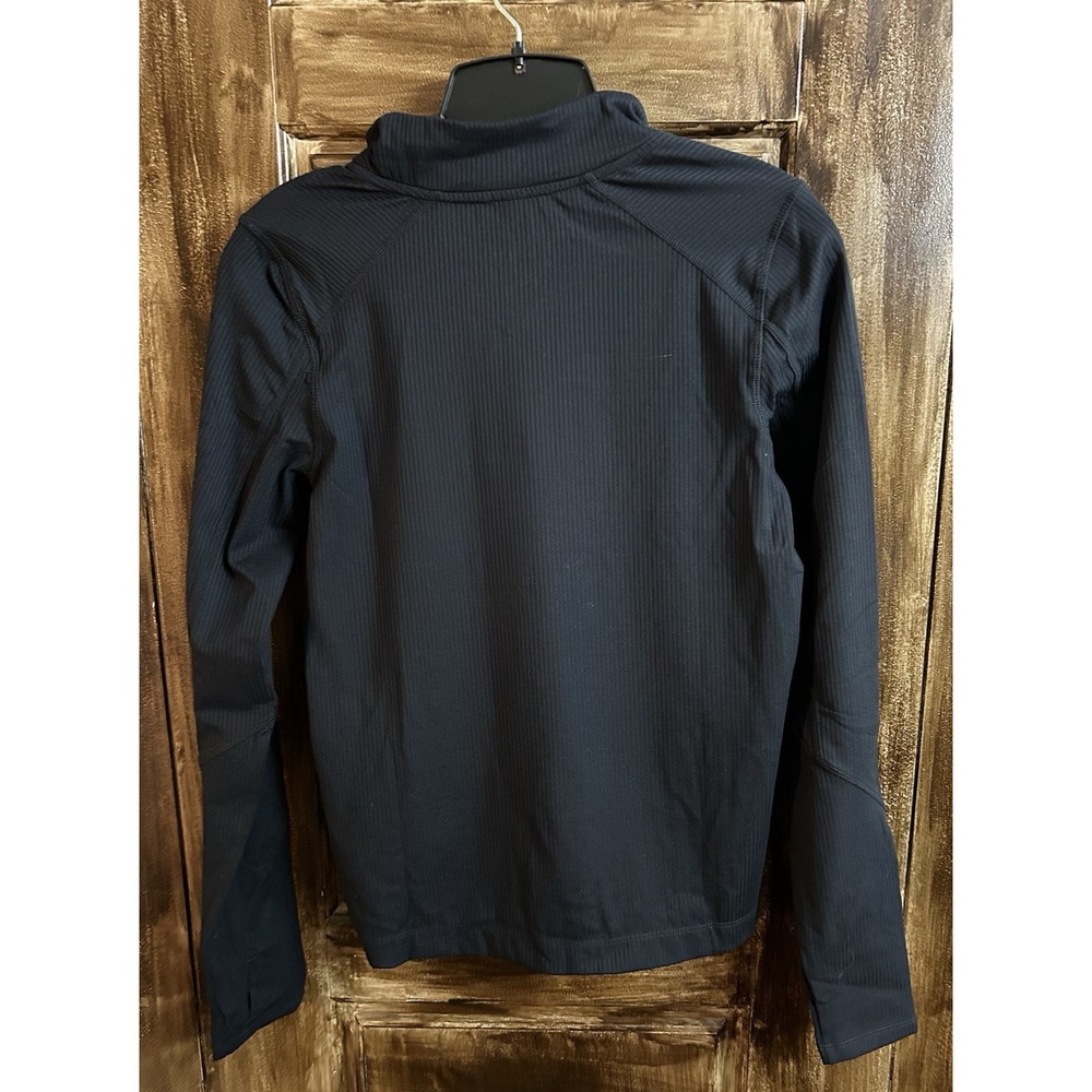 Mondetta Long Sleeve Active Ribbed Half-Zip Pullover Black Size M Thumbholes - Picture 2 of 7